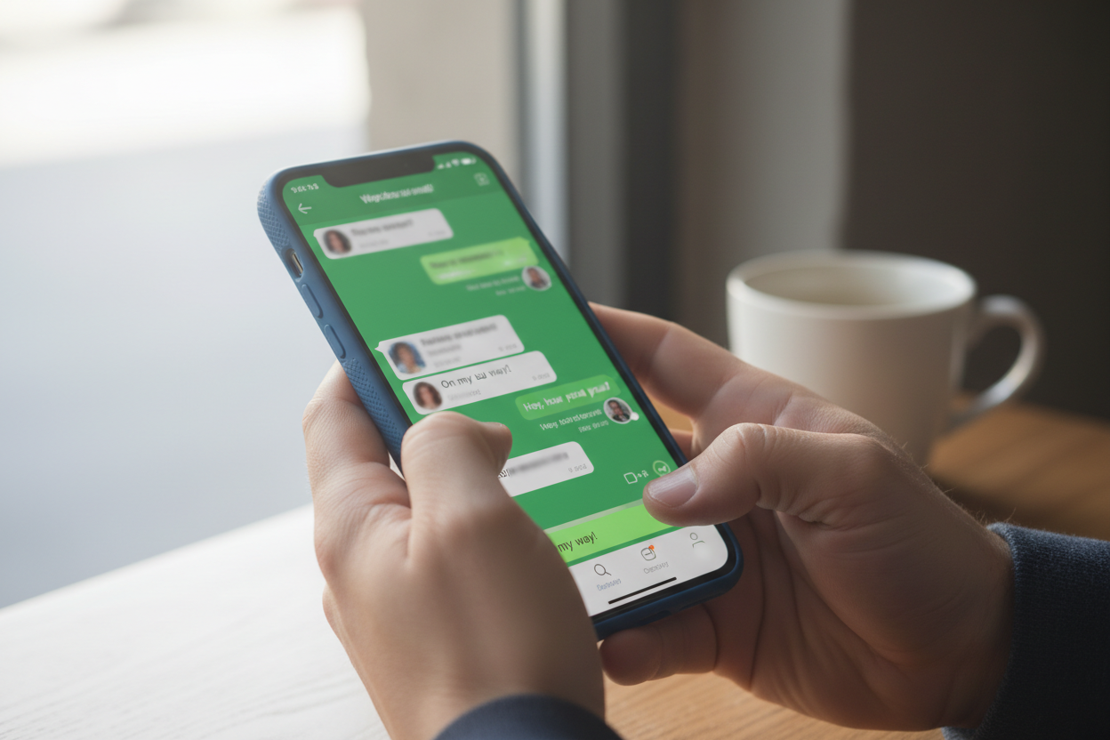 Haz una imagen de una persona escribiendo a whatsapp